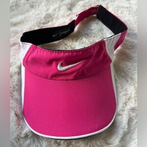 Nike womens dri-fit pink and White Visor with adjustable Velcro closure